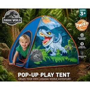 Jurassic World Velociraptor Blue Twist Pop Up Play Tent Dinosaur NIB 3+ Jakks